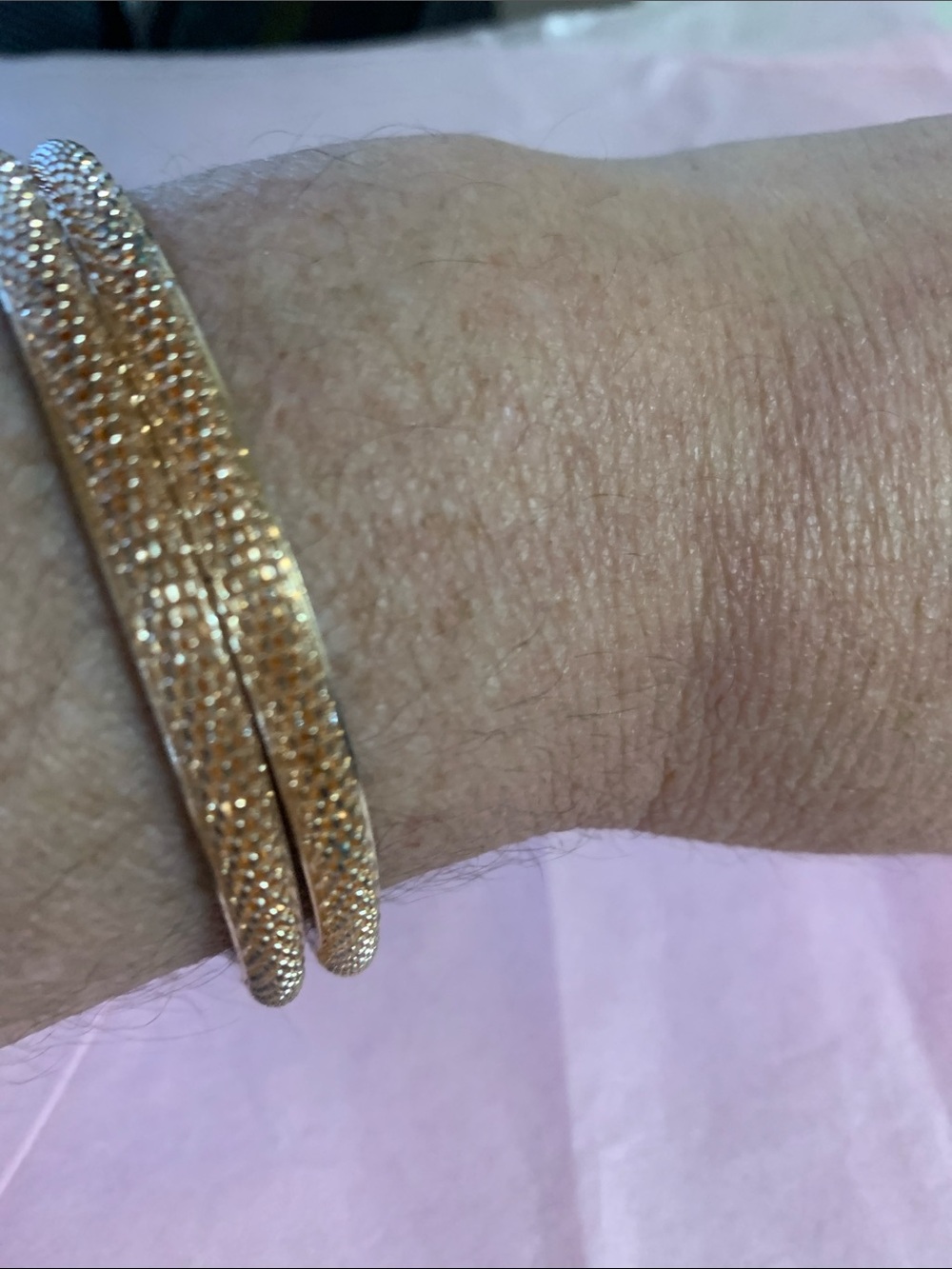 Elegant Rose Gold Tone Textured Bangle Bracelets for Women